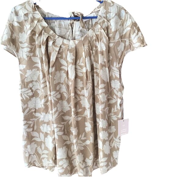 Women’s LC Lauren Conrad Shirred Pleated Neck Floral Top Sz 2X Peasant Flowy - Picture 1 of 5